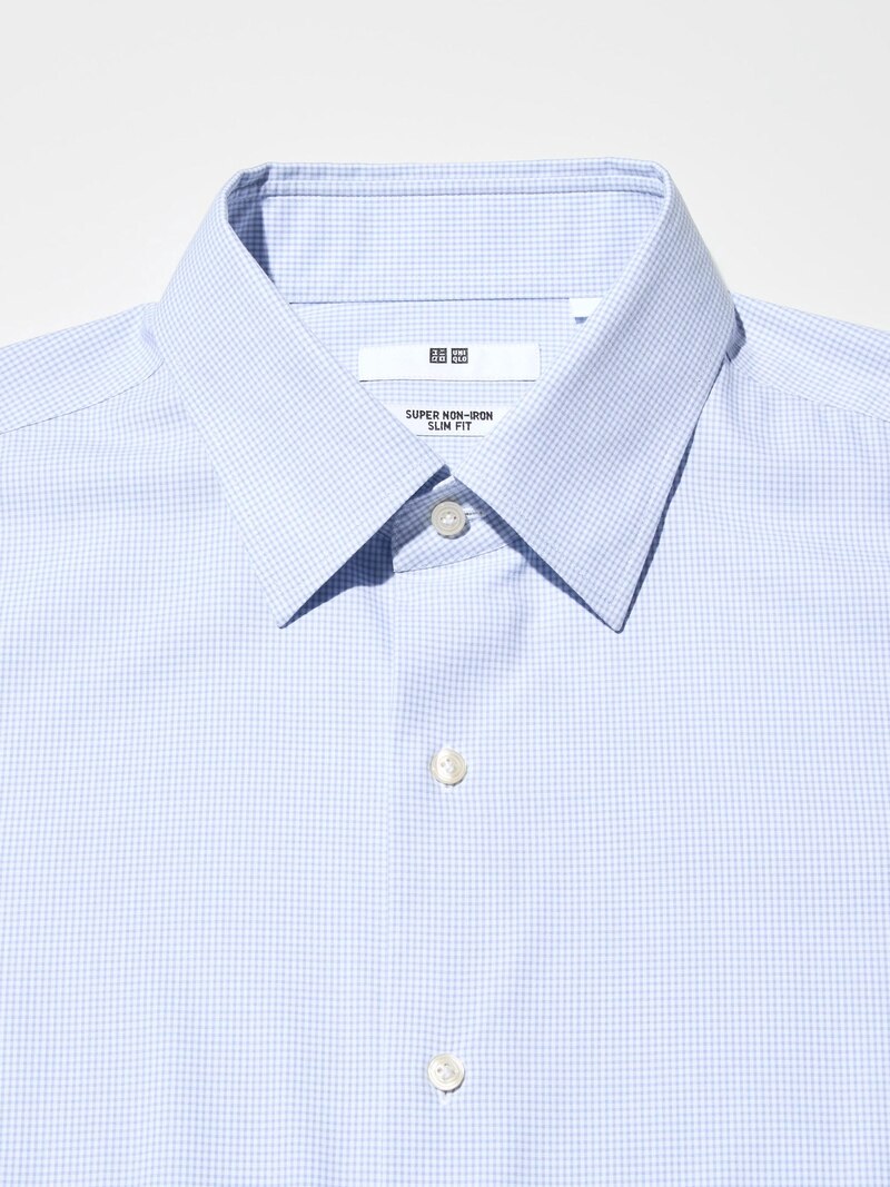 Мужская рубашка с рубашечным воротником, супер не мнется, slim fit (regular collar, check)