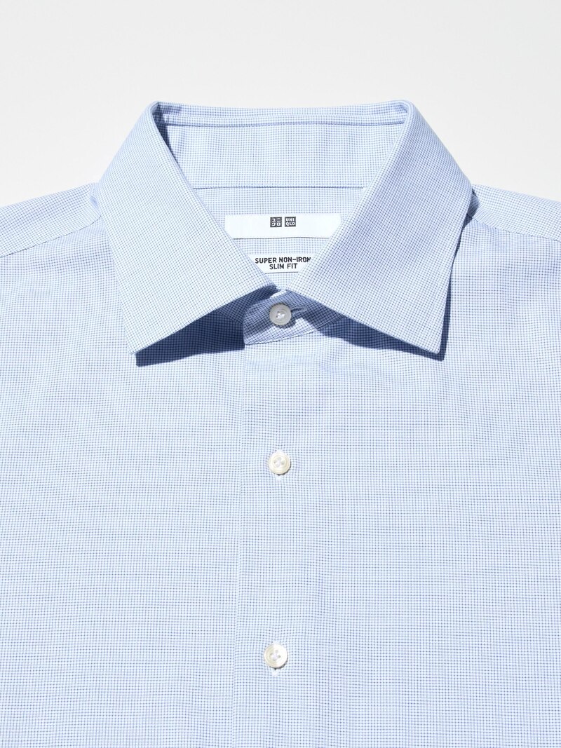 Мужская рубашка с рубашечным воротником, супер не мнется, slim fit (spread collar, check)