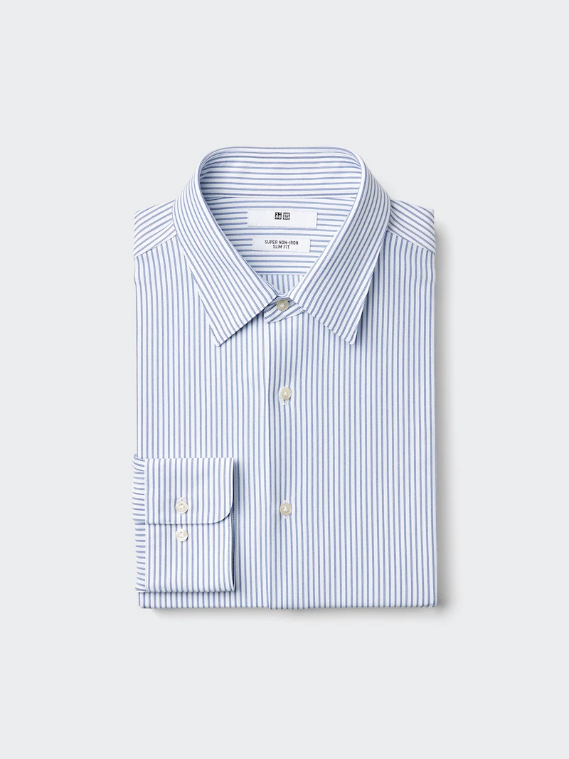 Мужская футболка с рубашечным воротником и полосками, супер не мнется, slim fit (regular collar, striped)