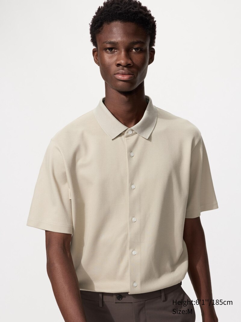 Поло из хлопка airism пике (полностью раскрывающийся)