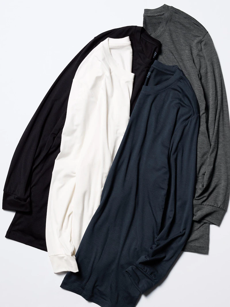 Мужская термобельевая футболка с длинным рукавом heattech crew neck