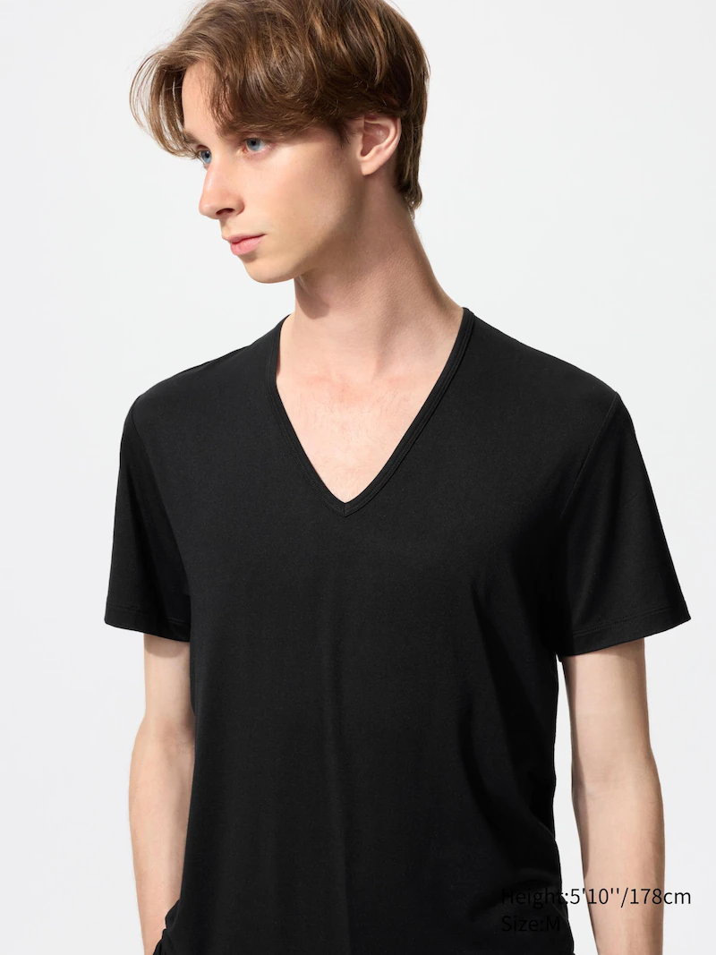 Футболка heattech с глубоким v-образным вырезом (короткий рукав)