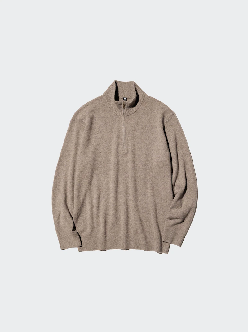Водолазка из 100% кашемира с молнией до половины груди