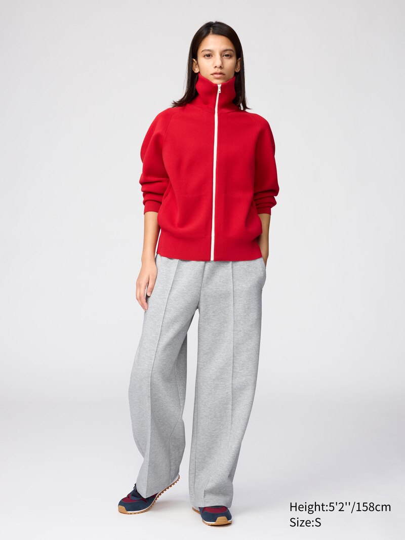 Укороченные прямые брюки из толстого трикотажа