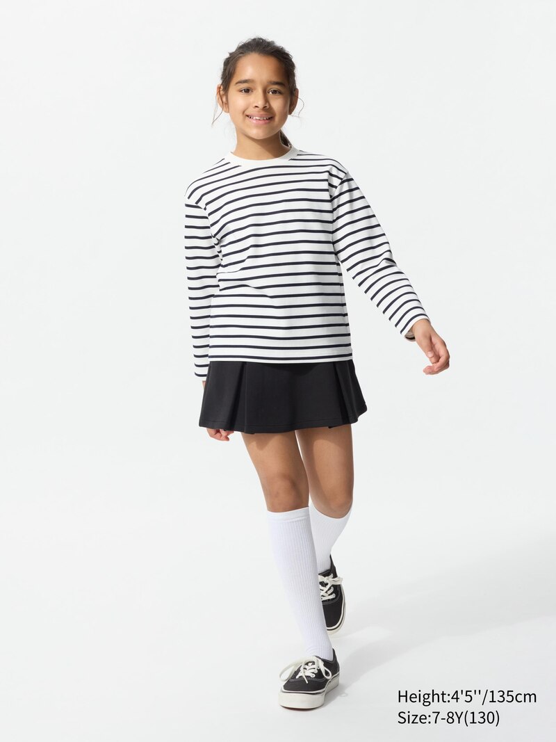 Футболка с круглым вырезом airism cotton (в полоску, длинный рукав)