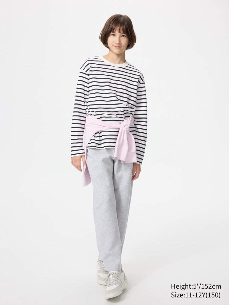 Футболка с круглым вырезом airism cotton (в полоску, длинный рукав)