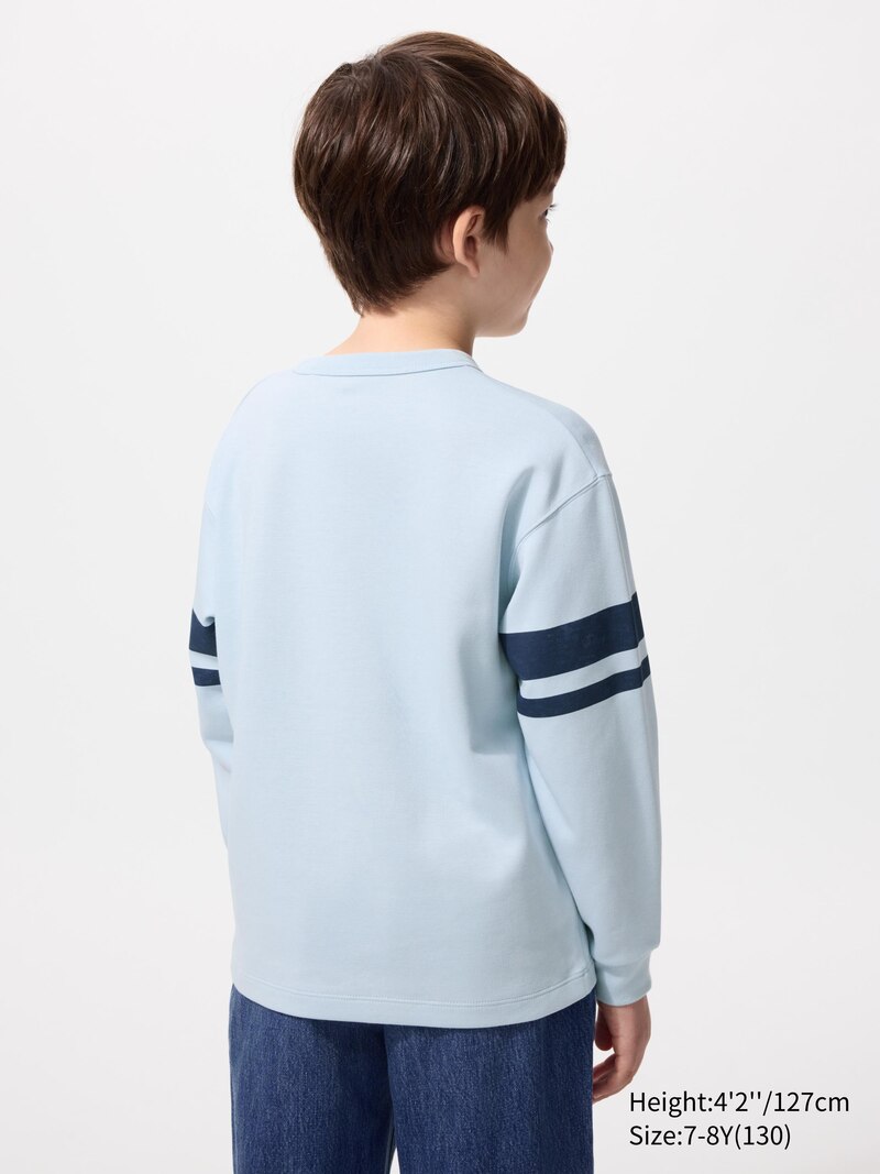 Футболка airism из хлопка с круглым вырезом (графика, длинный рукав)