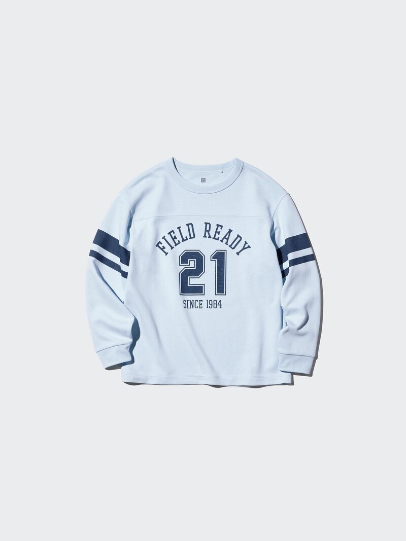 Футболка airism из хлопка с круглым вырезом (графика, длинный рукав)