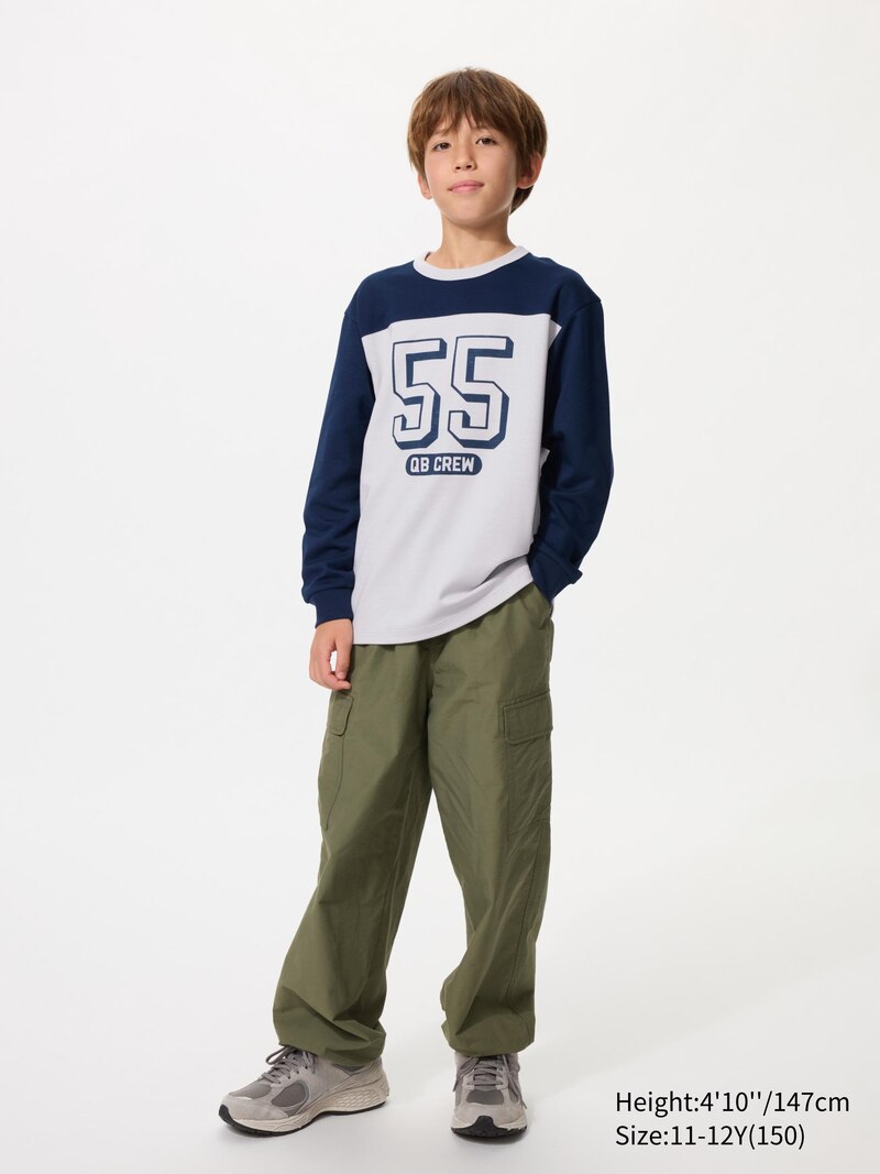 Футболка airism из хлопка с круглым вырезом (графика, длинный рукав)