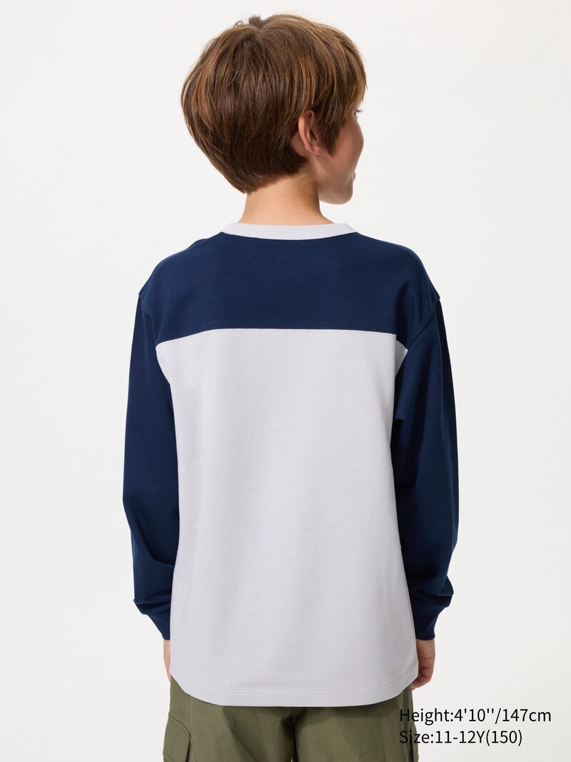 Футболка airism из хлопка с круглым вырезом (графика, длинный рукав)