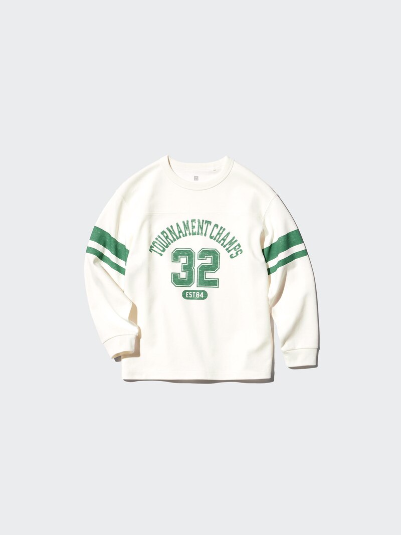 Футболка airism из хлопка с круглым вырезом (графика, длинный рукав)