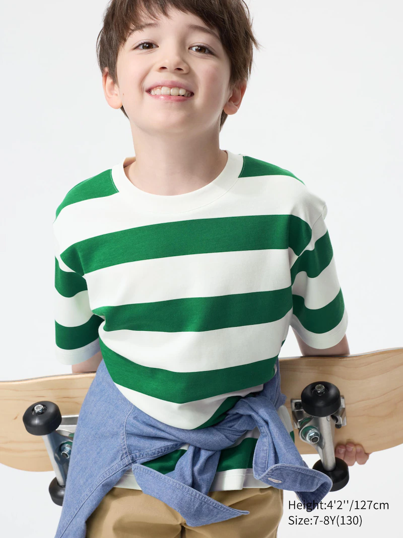 Футболка с круглым вырезом airism cotton (в полоску)