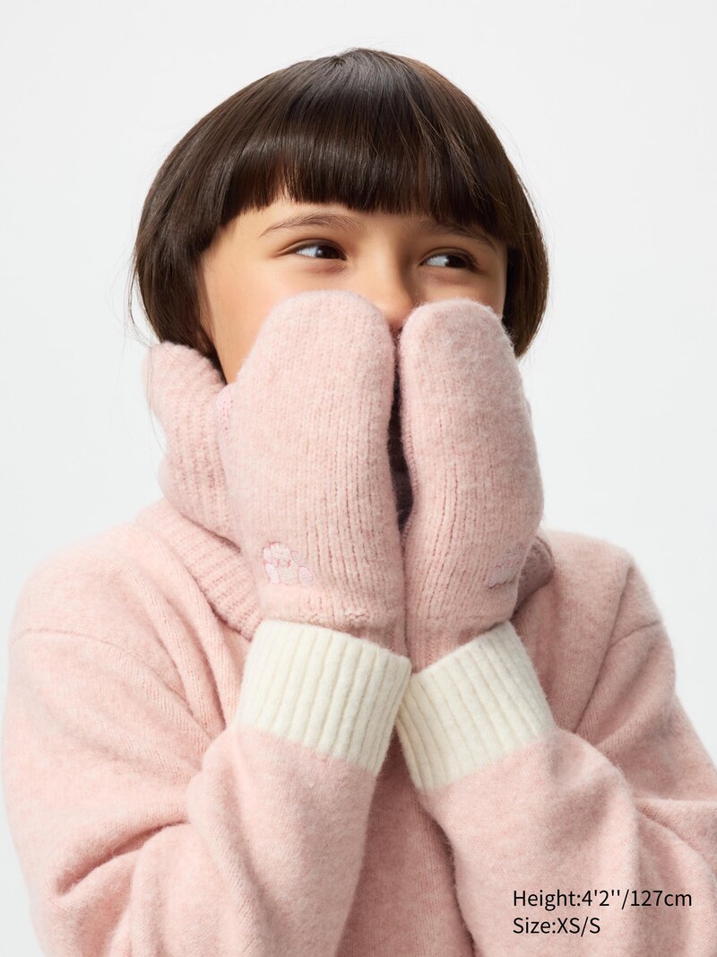 Вязаные варежки soufflé из тончайшей пряжи winter heattech kaws