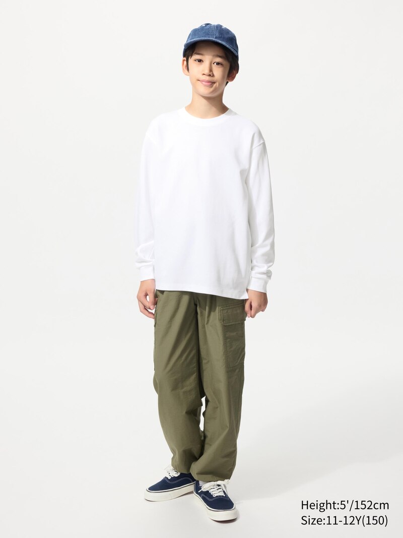 Майка с длинным рукавом airism из хлопка с круглым вырезом (для всех)