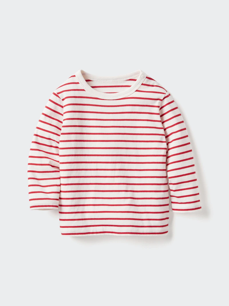 Детская футболка с круглым вырезом (длинный рукав, полосатая)