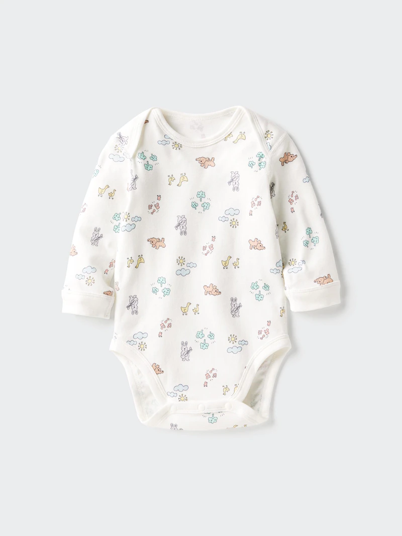 Боди (с длинным рукавом, с принтом)