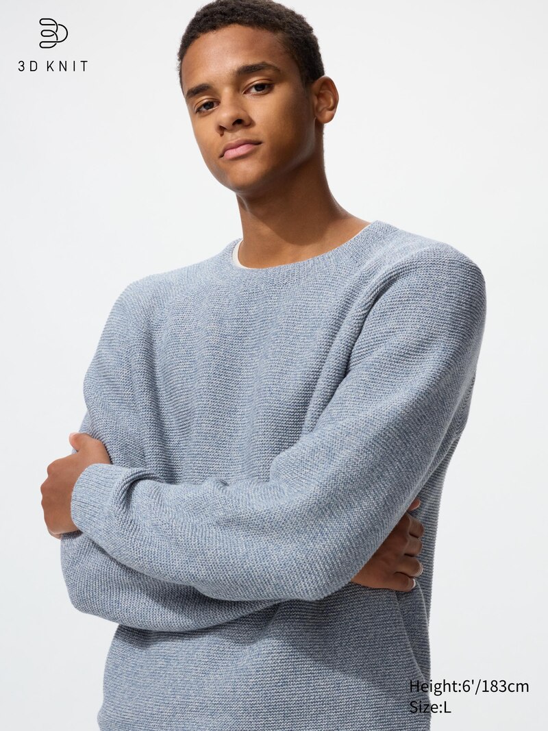 Свитер с круглым вырезом из моющегося трикотажа 3d knit seamless