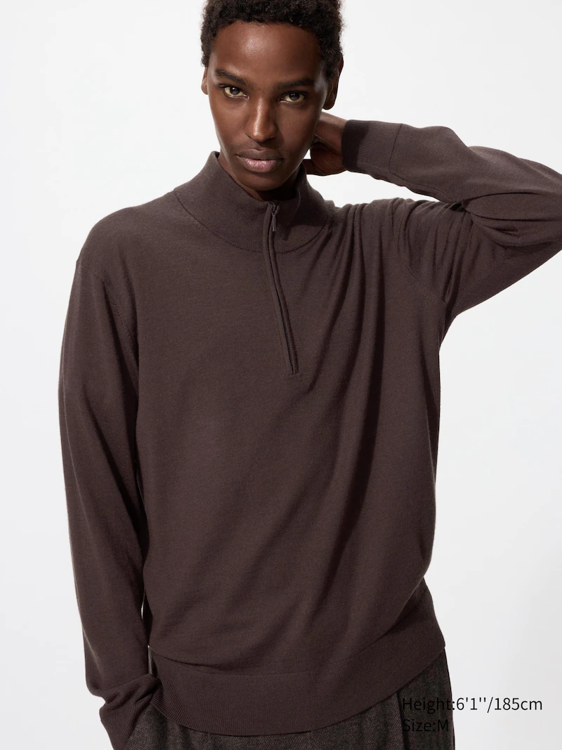 Водолазка с молнией из 100% мериносовой шерсти