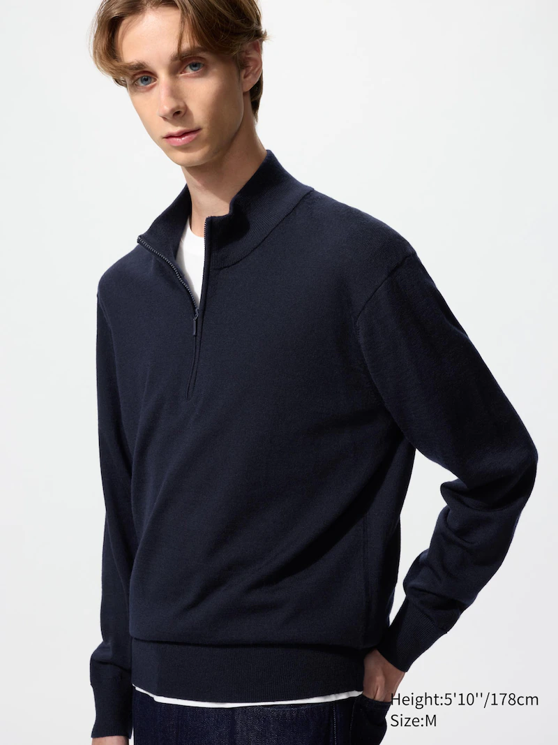 Водолазка с молнией из 100% мериносовой шерсти