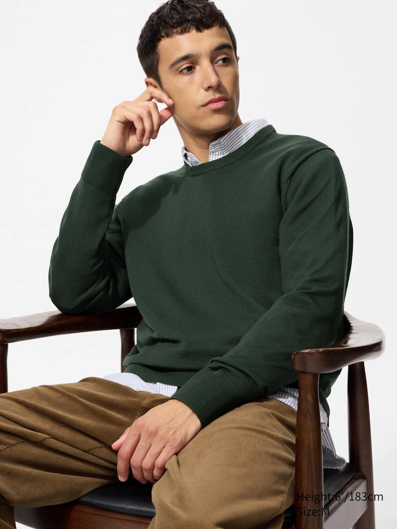 Джемпер с круглым вырезом из 100% мериносовой шерсти