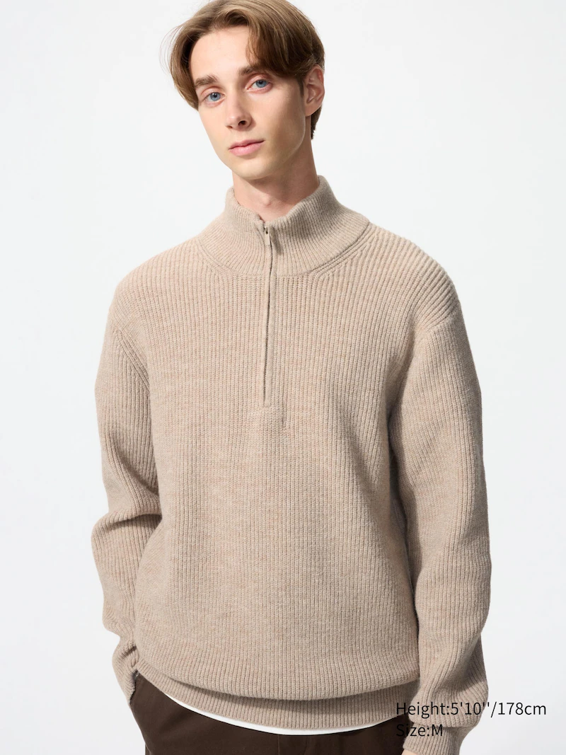 Джемпер с молочным волокном и застежкой-молнией до половины