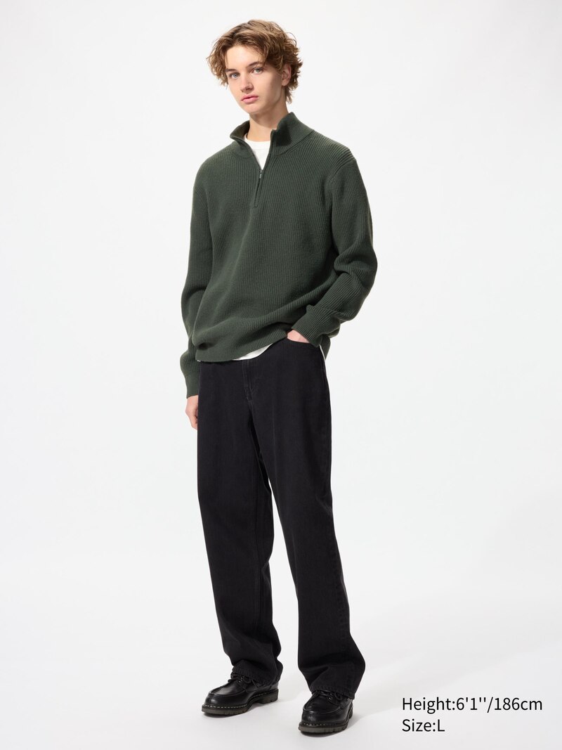 Джемпер с молочным волокном и застежкой-молнией до половины