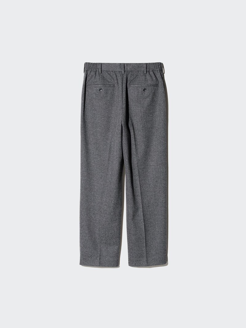 Широкие брюки с защипами (материал - мягкий вязаный жерси, рисунок - шеврон)