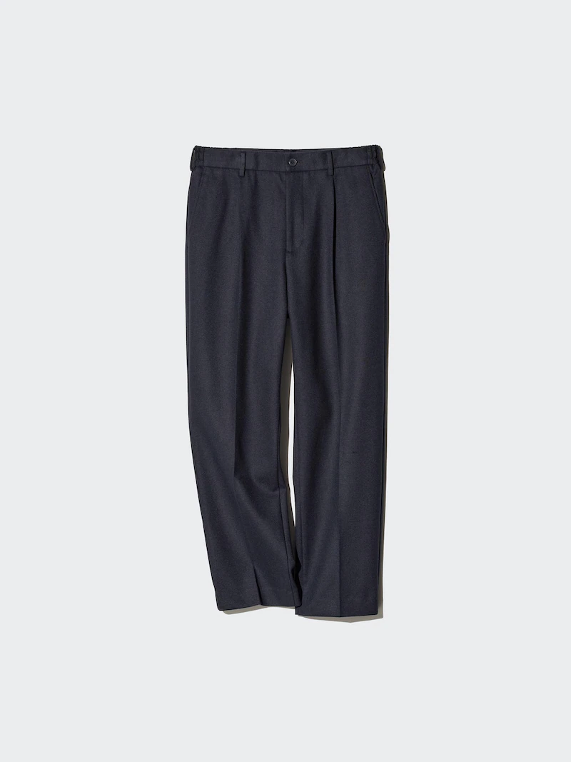 Широкие брюки с защипами (футер с начесом, длинные)