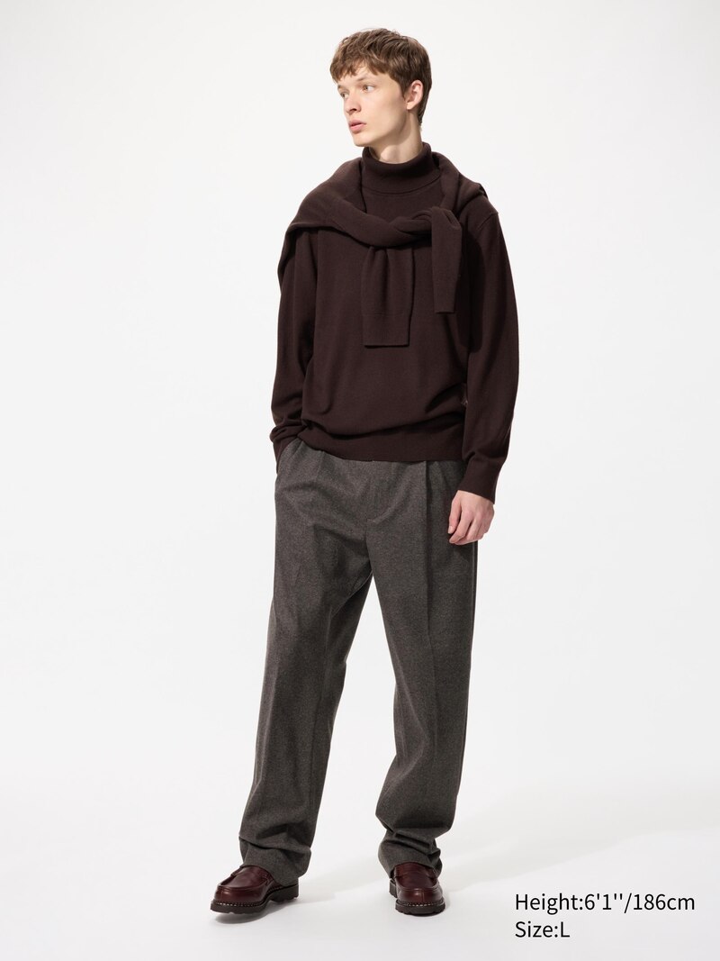 Широкие брюки с плиссировкой (мелированный жерси, узор, удлиненные)