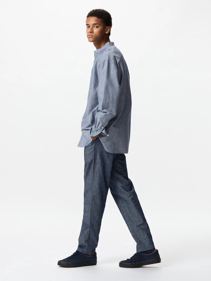 Льняные брюки свободного кроя