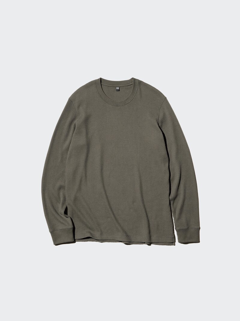 Майка с круглым вырезом из вафельной ткани (длинный рукав)