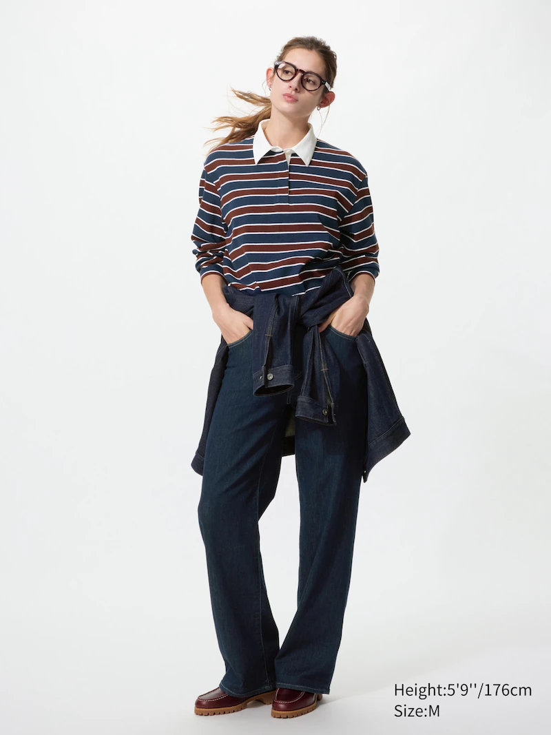 Поло из мягкого хлопка (в полоску, длинный рукав)