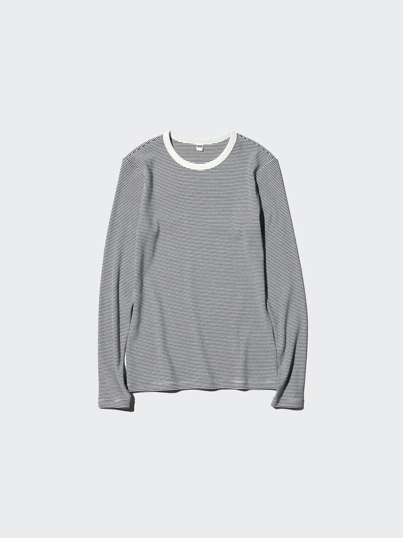 Мягкая ребристая футболка (длинный рукав, полосатая)