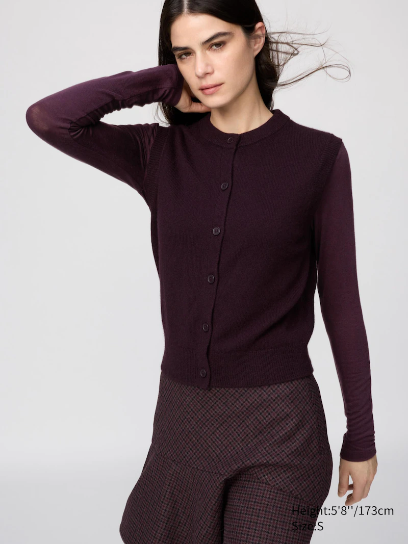 Футболка с круглым вырезом из кашемирового смесового трикотажа heattech extra warm