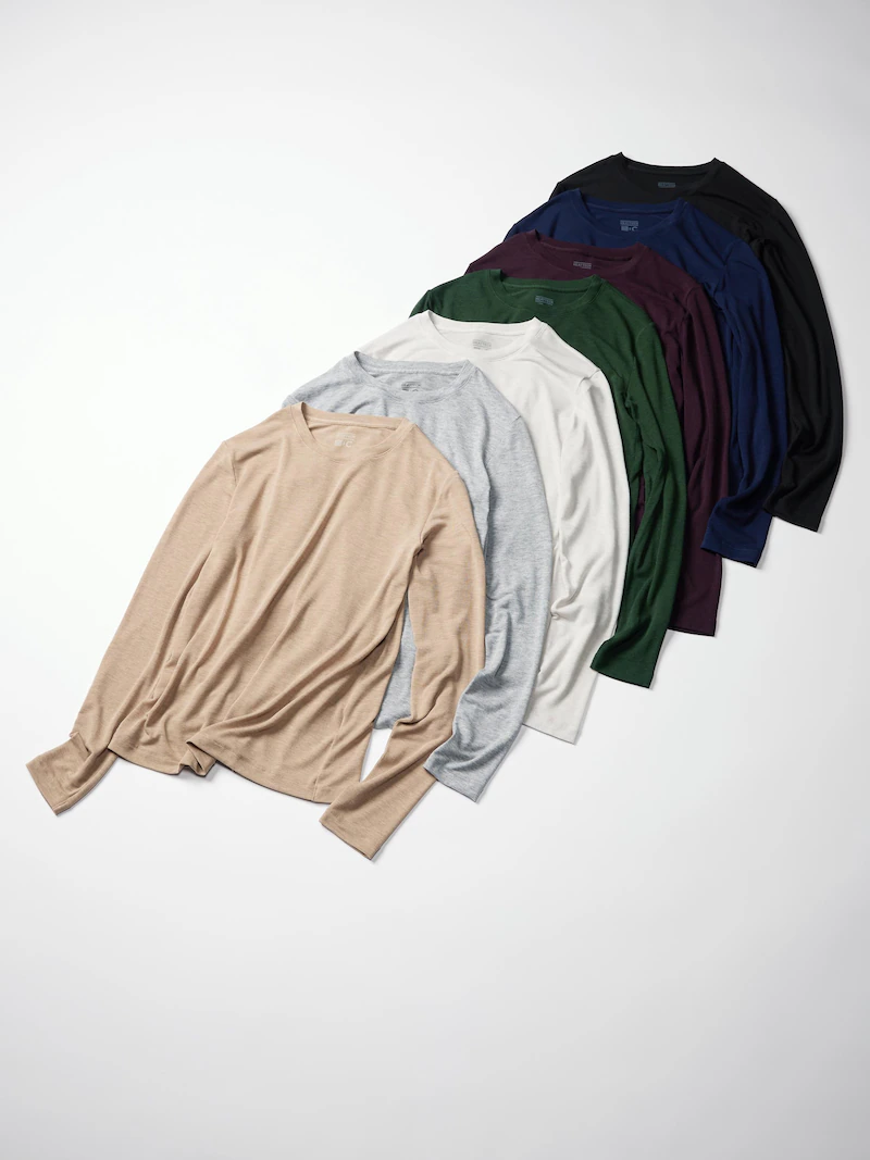 Футболка с круглым вырезом из кашемирового смесового трикотажа heattech extra warm