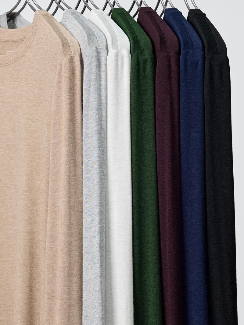 Футболка с круглым вырезом из кашемирового смесового трикотажа heattech extra warm