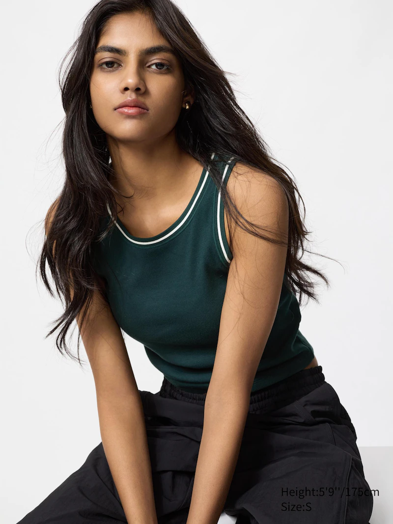 Ребристый укороченный безрукавочный топ-бра (линия)