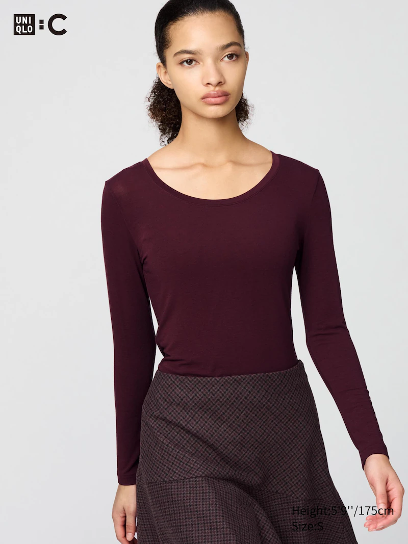 Теплая майка с высоким воротником heattech extra warm из кашемира (длинные рукава)