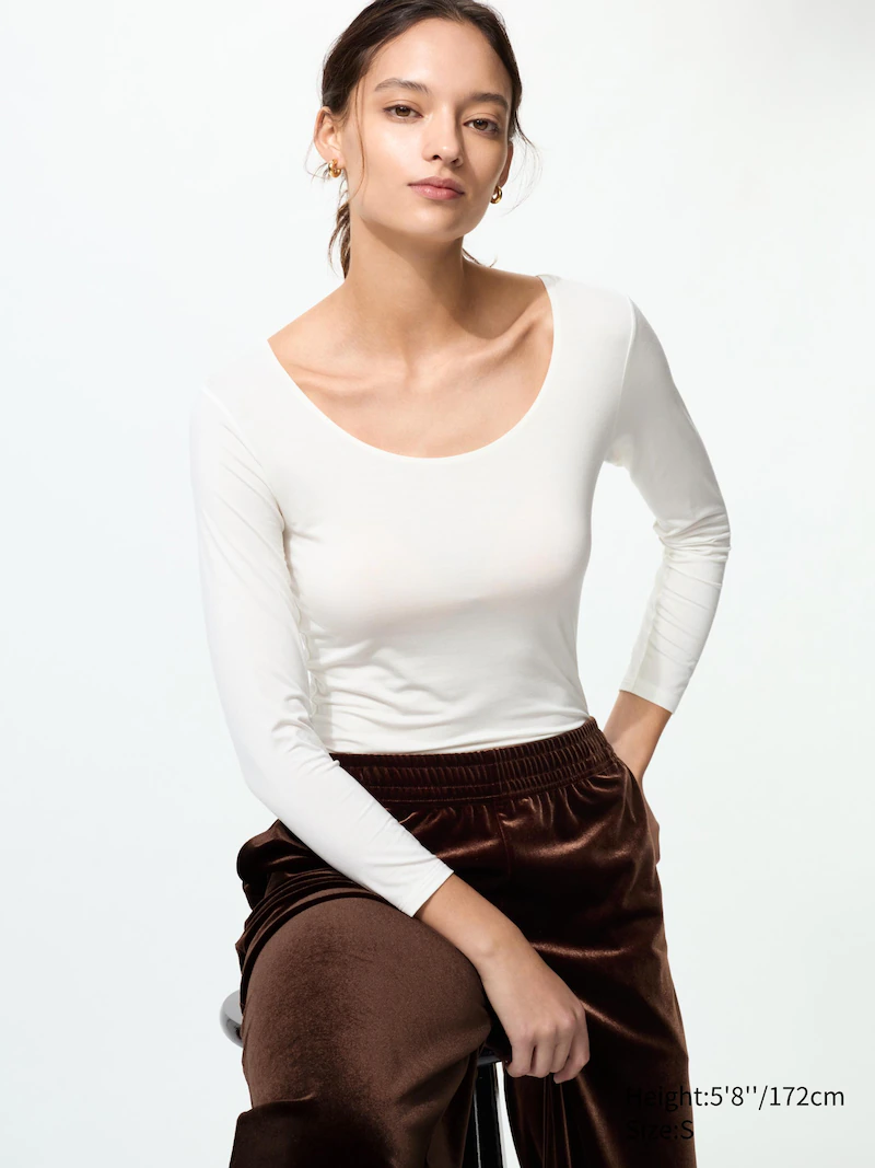 Футболка с круглым вырезом heattech (длинный рукав)