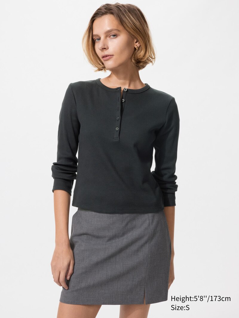 Водолазка с горлом хенли с длинным рукавом