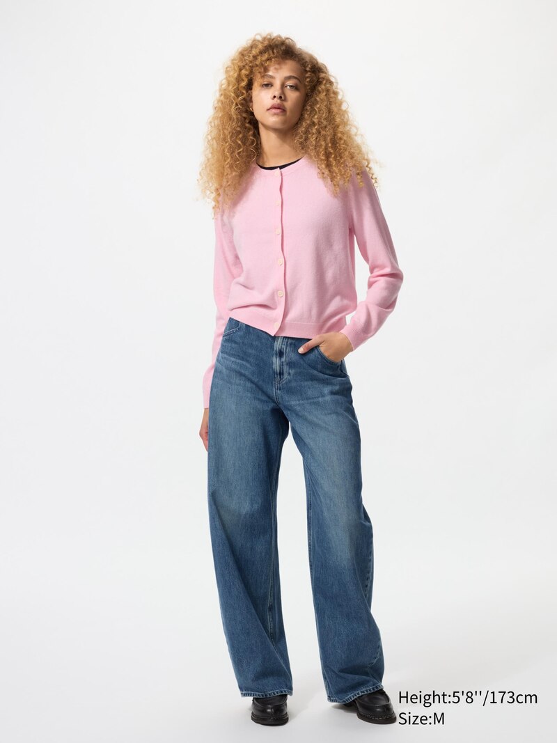 Кардиган короткий с округлым вырезом из 100% кашемира