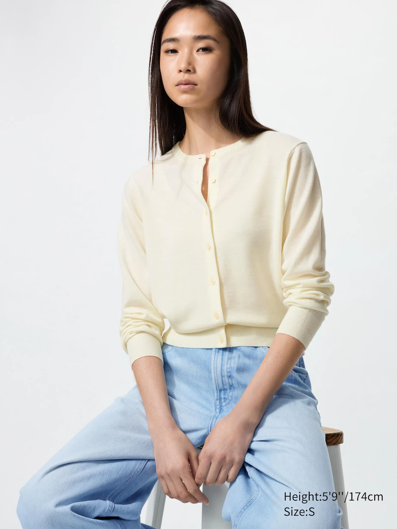 Кардиган с v-образным вырезом из 100% мериносовой шерсти