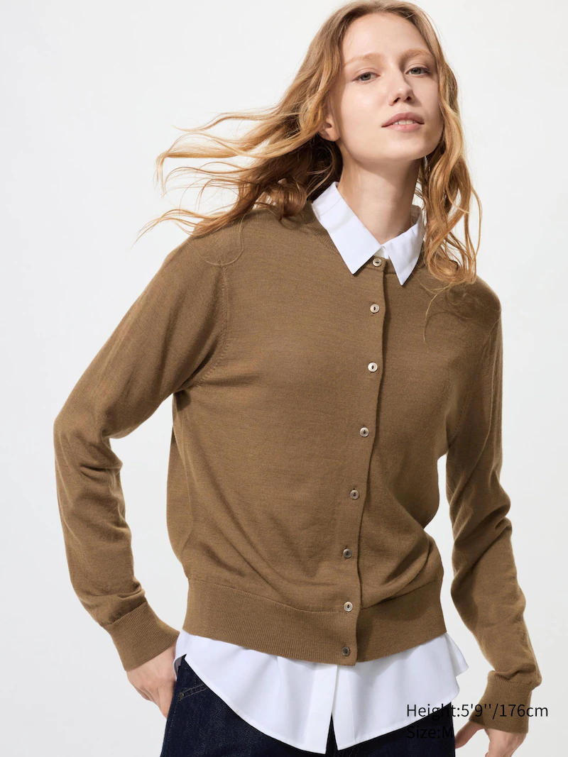 Кардиган с v-образным вырезом из 100% мериносовой шерсти