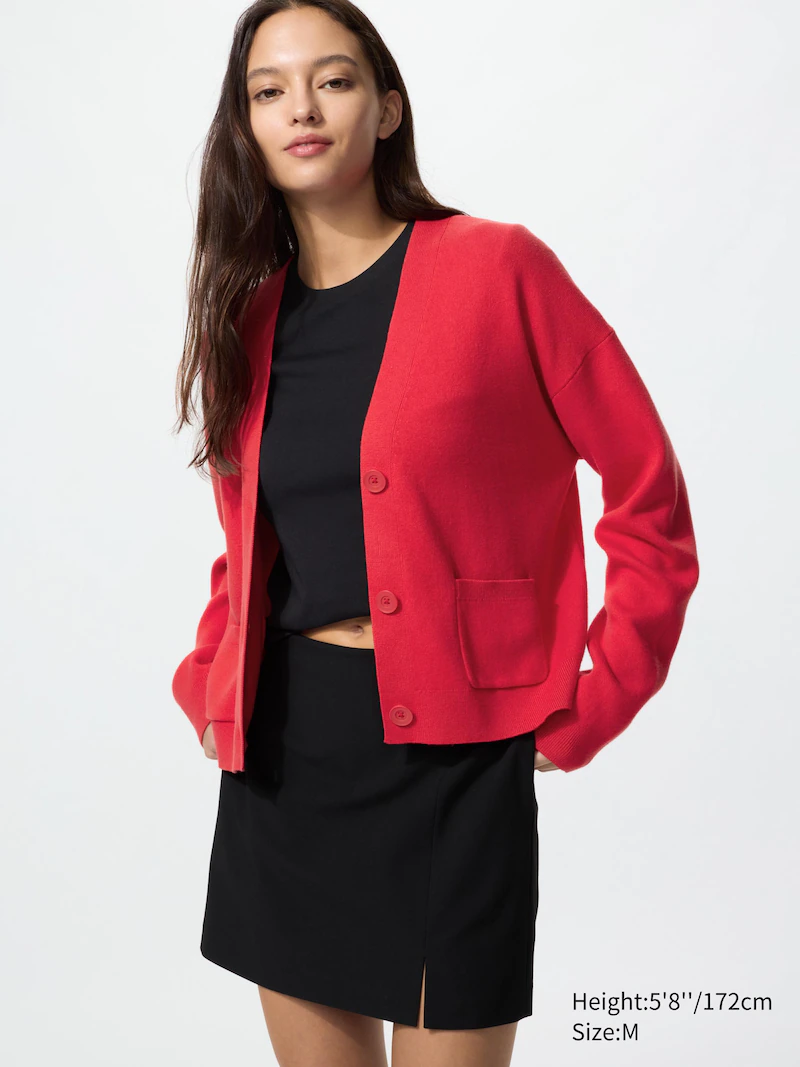 Кардиган с v-образным вырезом из гладкого хлопка