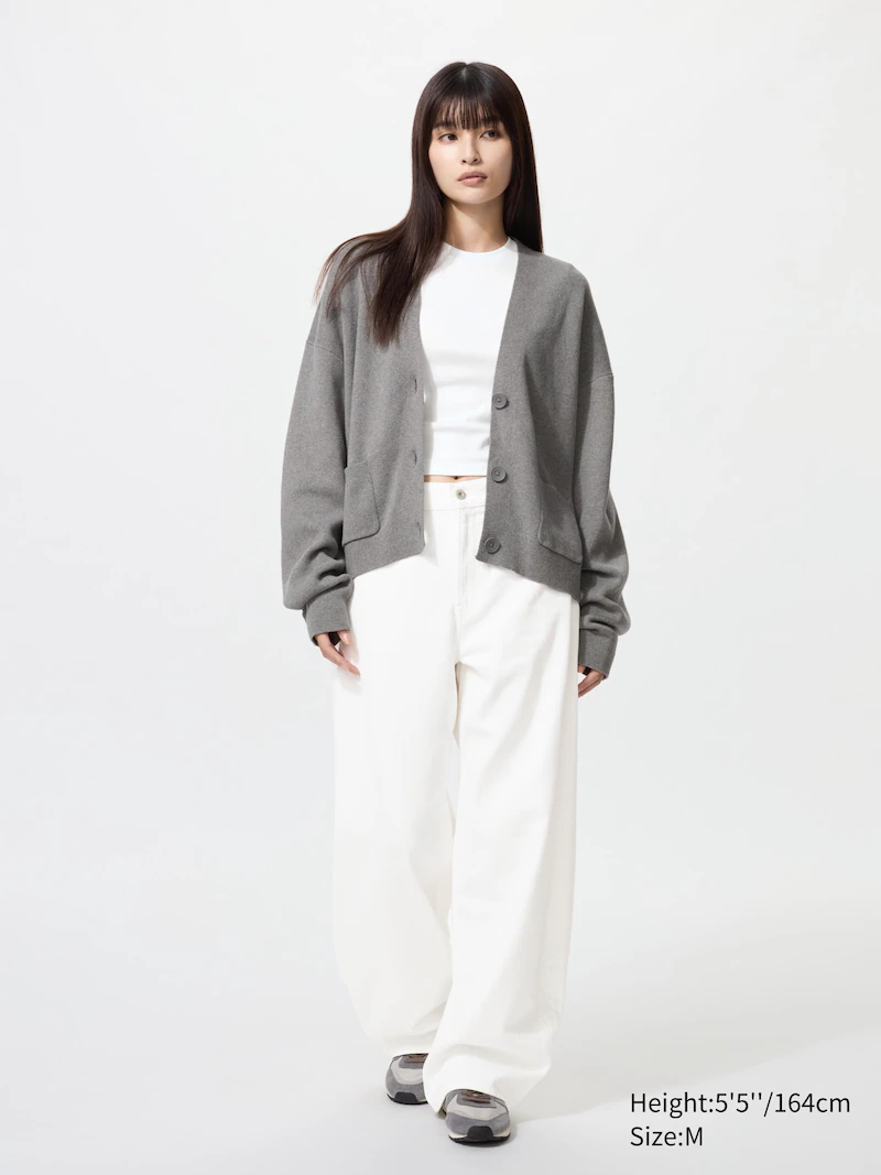 Кардиган с v-образным вырезом из гладкого хлопка