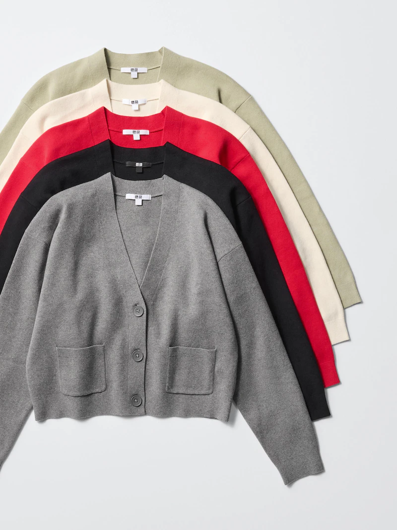 Кардиган с v-образным вырезом из гладкого хлопка