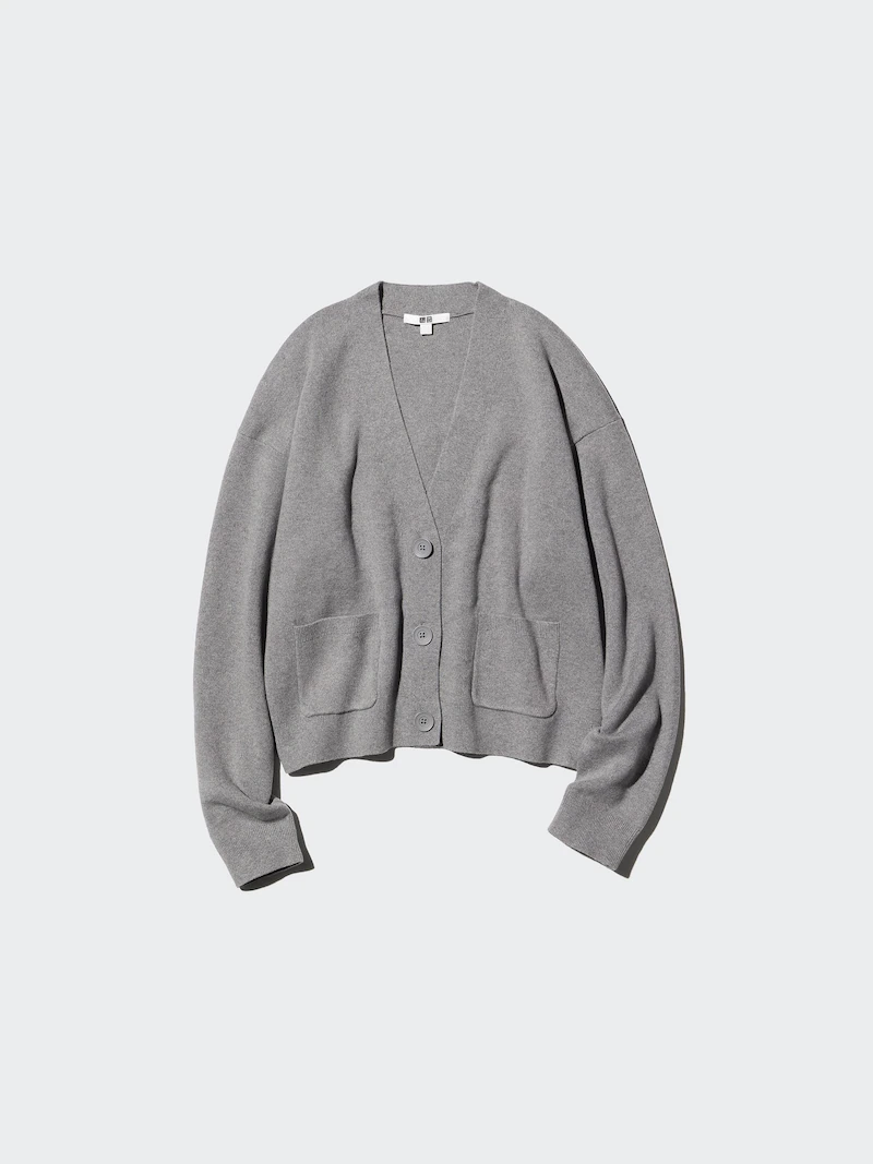 Кардиган с v-образным вырезом из гладкого хлопка