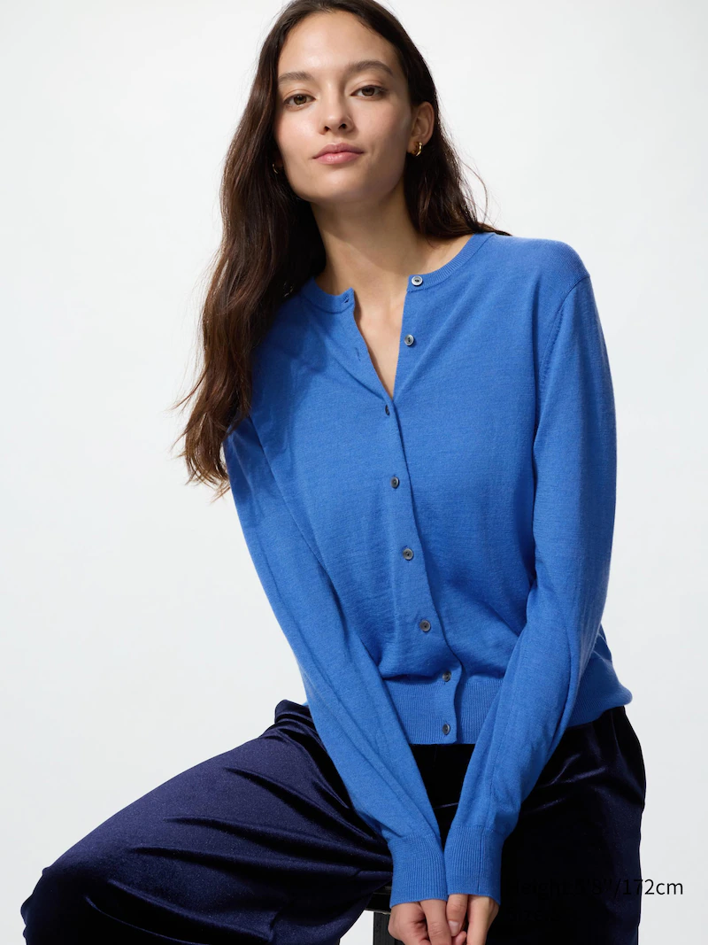 Кардиган с v-образным вырезом из 100% мериносовой шерсти