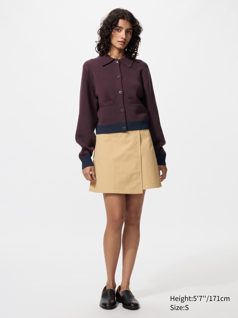 Кардиган с высоким воротником из мериносовой шерсти