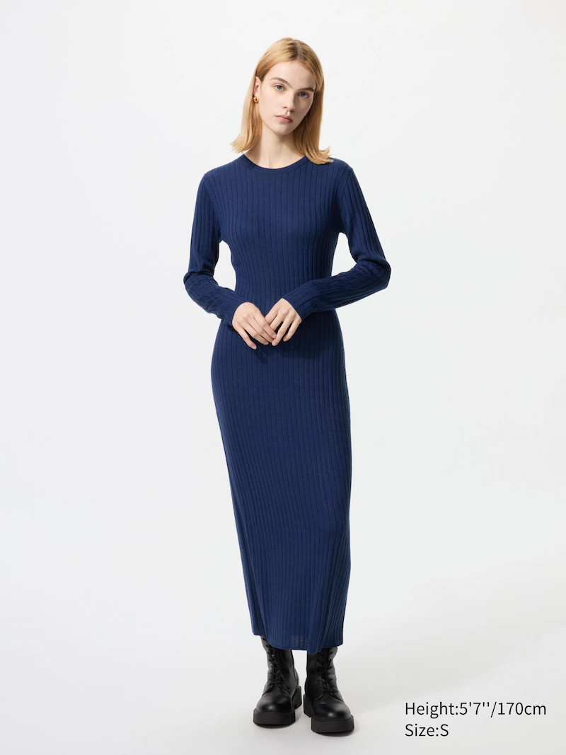 Платье из ребристого мериносового сплава